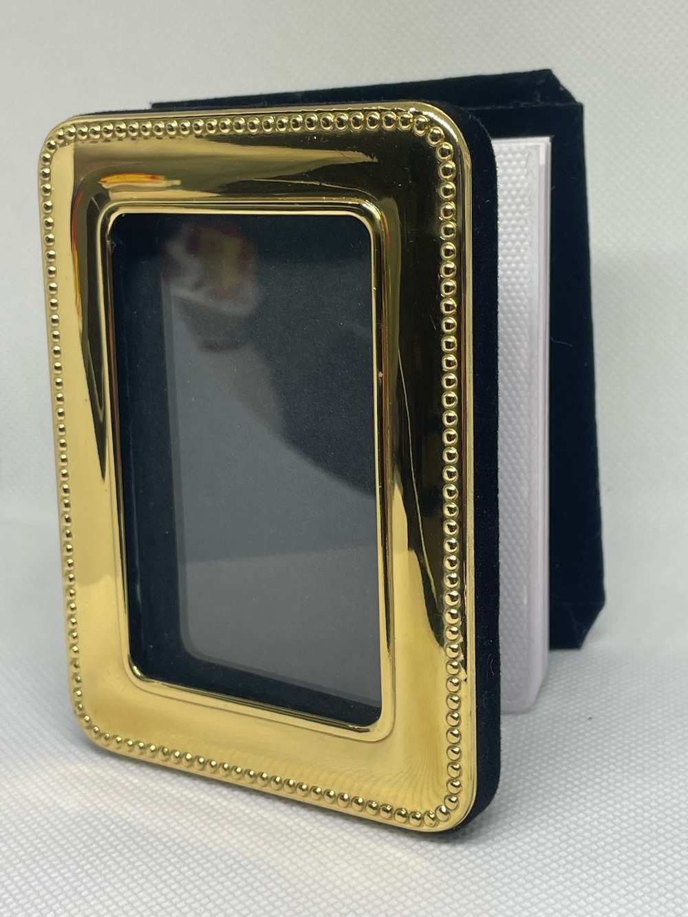 Vintage Miniature Photo Boom Gold Toned Black Velvet Framed 3"x 4" Rare HTF